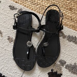Coach Women's Black Pansy Jelly Thong Sandals